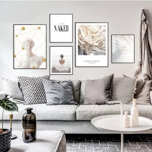 Figure Lady Letter Home Decor Nordic Canvas Painting Living Room Girl Bedroom Wall Print Poster Minimalist Feather Picture