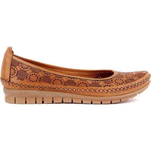 İloz-Tan Leather Women Casual Shoes