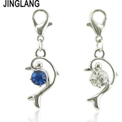 JINGLANG European New Alloy Pendant Animal Dolphin Charm Fit DIY Bracelet Necklace Jewelry Making 50pcs