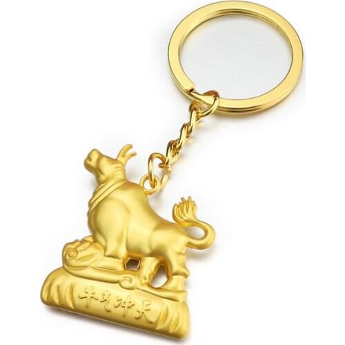 Bull keychain key ring gold chinese key chain key holder high quality portachiavi chaveiro llaveros hombre bag charm
