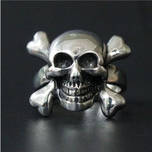 Drop Ship Size 8-16 Cool Small Cross Bones Skull Ring 316L Stainless Steel Mens Motorcycles Biker Skull Wings Ring
