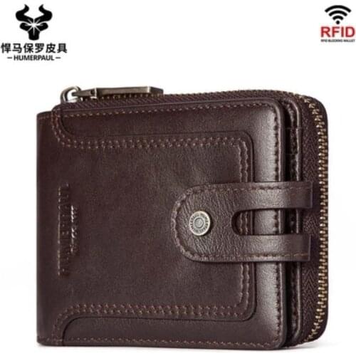 Cow Leather Rfid Genuine Leather Wallets Men Wallet Credit Business Card Holders Vintage Brown Leather Wallet Purses Quality