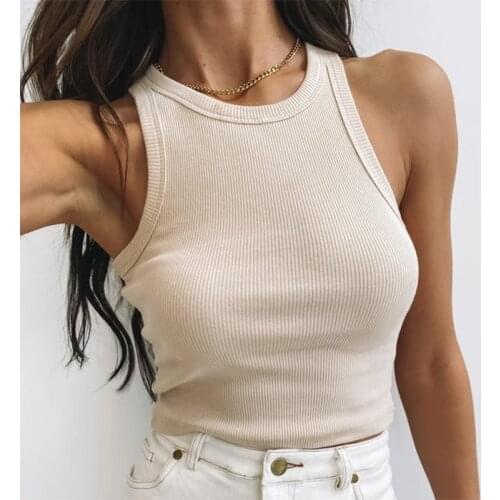 Knitted Off Shoulder Crop Tops for Women Ladies Pullovers Tank Top Summer Female Fashion Basic Corset Tops Clothing 7 Colors