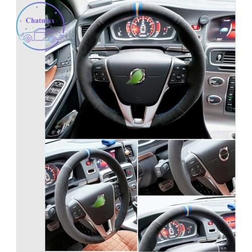 Steering Wheel Cover for Volvo C30 C70 XC40 XC60 XC90 S60 S80 S90 V70 V90 Suede Leather Hand Sewing Wrap DIY Stitchwork Holder