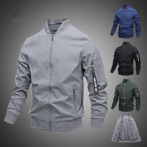 Windbreaker Jackets Mens Pilot Bomber Jacket Male 2021 New Fashion Baseball Hip Hop Streetwear Coats Zipper Coat Brand Clothing
