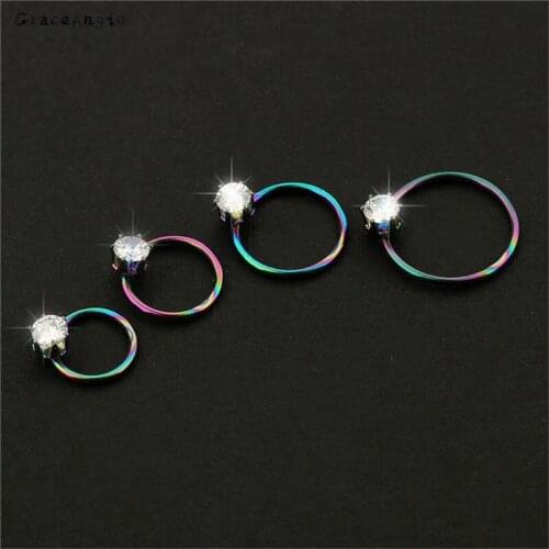 4pcs/pack Simple Round Circle Small Ear Earring Fashion Women Girl Crystal Punk Hip-hop Earrings Jewelry 4 Size 6mm 7mm 8mm 10mm