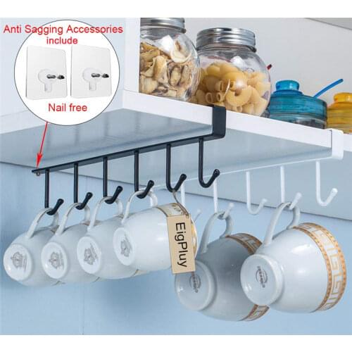 Mug Hooks Cups Wine Glasses Storage Hooks Kitchen Utensil Ties Belts and Scarf Hanging Hook Rack Holder Under Cabinet Closet