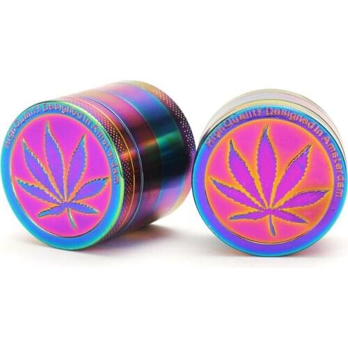 Metal Zinc Alloy 40mm Tobacco Grinder Rainbow color Beautiful Herb Herbal Spice Crusher Smoking Pipe Accessories Grinder