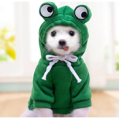Dog Hoodies Apparel Cute Plush Dog Coat Hoodies For French Bulldog Pet Halloween Frog Fruit Cosplay Costume Small Dog Jacket