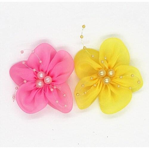 Girls lovely Hair clip Headwear Flower Lace chiffon flowers Crystal bead flower hair band hair pin Princess Hair Accessories