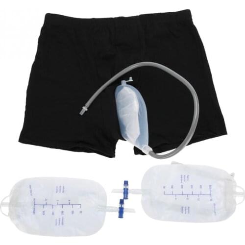 Reusable Male Urinal Bag Elder Silicone Urine Funnel Pee Holder Collector Men Incontinence Pee Bag with Catheter Kit Health Care