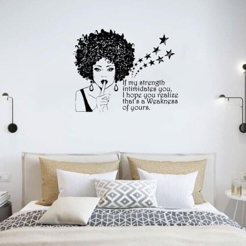 Fashion African Woman Wall Decal For Girls Bedroom Hair Salon Beautiful Afro Girl Curly Tribal Home Decor DW8372