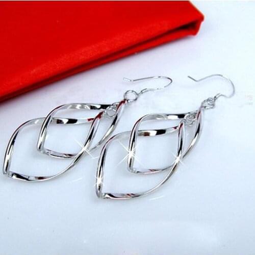 Fashion Double Loop Drop Earrings For Women Long Wave Dangle Earrings Statement Wedding Jewelry Decorations