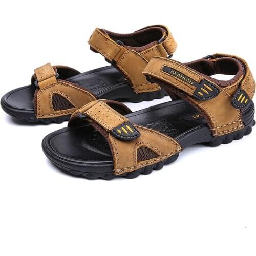 New Men Sandals High Quality Men Leather Sandals Summer Beach Men Big Size Shoes