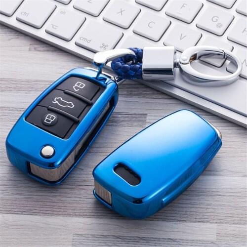 Soft TPU Car Key Cover Case Shell Fob For Audi A1 A2 A3 A4 A5 A6 A8 A4L A6L Q2 Q3 Q5 Q7 Q8 R8 TT Hand-woven Keychain Keyring
