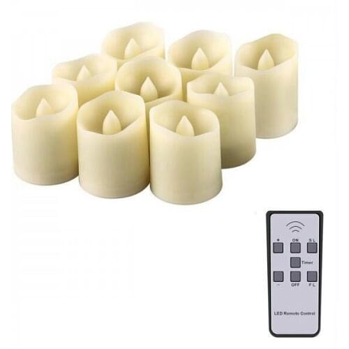 Set of 9 Melted Edge Flameless LED Candle w/timer Remote Controller battery operate Flickering votive tealight Christmas Wedding
