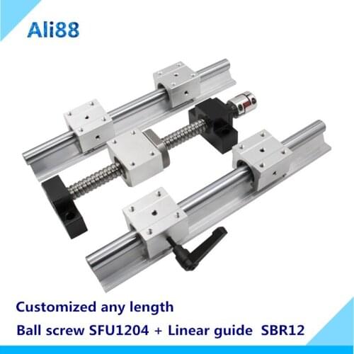 Linear guide ballscrew set：linear rail SBR12 any length+ linear bearing SBR12UU+lead screw SFU1204 and швп 1204 cnc patrs