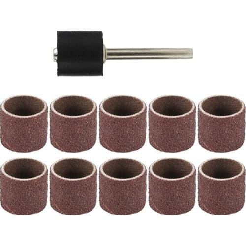 12.7mm Sanding Drum Kit 11pcs 100 Grit Sanding Bands For Dremel Tools Rotary Accessories Abrasive Tools