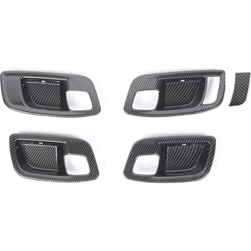 5PCS Car Inner Door Handle Bowl Cover Trim for 2011-2021 Dodge Charger Interior Decoration Accessories, Carbon Fiber