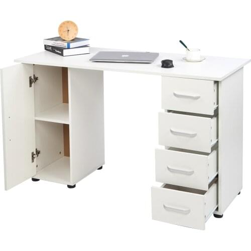 One Door Four Drawers Computer Desk White Computer Desk PC Laptop Study Table Workstation
