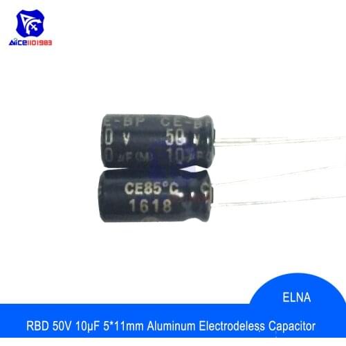 Diymore 10PCS/Lot Original ELNA Audio Capacitor RBD 50V 10μF Capacitance 5*11mm Aluminum Electrodeless Capacitor 50V10μF