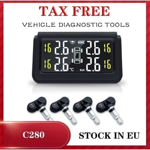 Original manufacturer Ribotons latest private model C280 external car tire pressure solar charging center console TPMS for cars