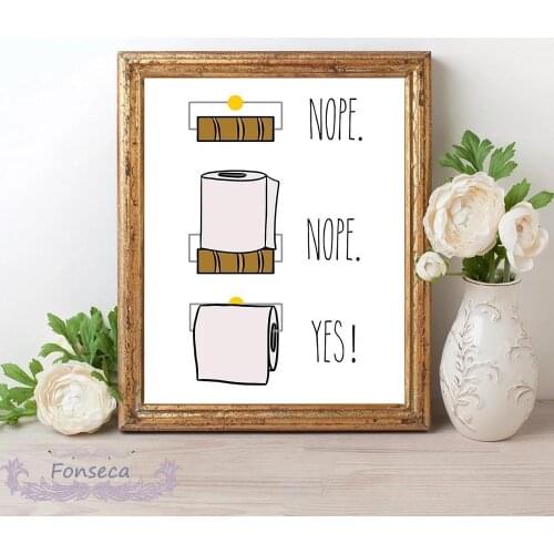 Correct Posture of Using Toilet Canvas Painting Abstract Wall Art Posters and Prints Black and White Pictures for Bathroom