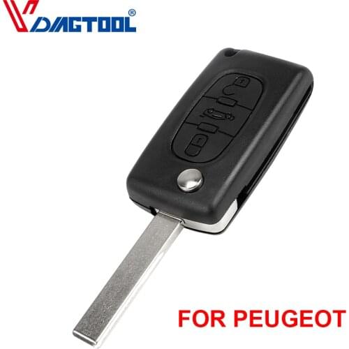 Remote 10pcs 3 Buttons Car Key Shell Fob Car key Case Trunk Button Without Battery Holder For Peugeot With Groove Blade (CE0523)