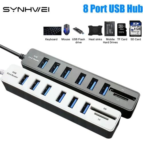 8 Port USB Hub Expander Adapter Multi USB Splitter 8 in1 HUB High Speed 2.0 Hub TF SD Card Reader All In One For PC Laptop