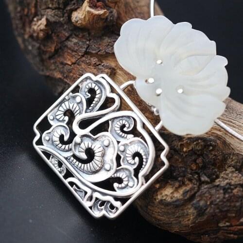 Silver Jewelry Natural Hetian Jade Retro Thai Silver Auspicious Fashion Pendant S925 Sterling Silver Men And Women Pendant