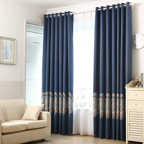 New Luxury Blackout Curtains For Living Room Faux Linen Curtain For Bedroom Embroidered Voile Curtains Blinds Customized Size
