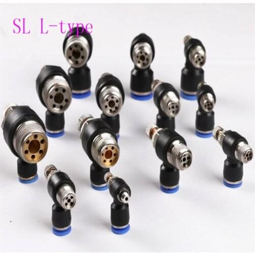SL10-03/SL12-01 Pneumatic Joint L-type Throttle Adjustable Speed Control Valve 10pcs/bag