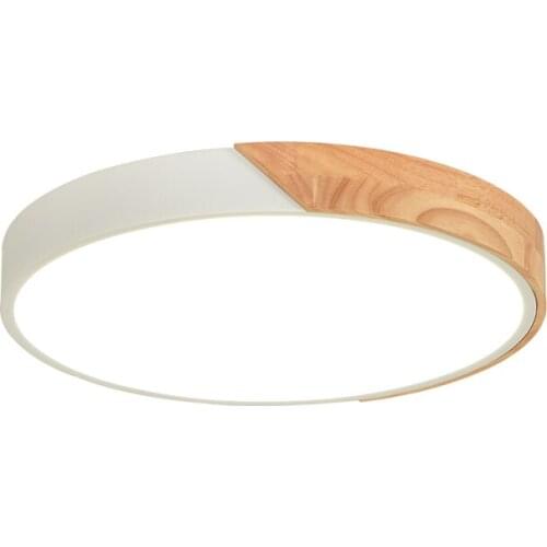 Nordic style led bedroom ceiling lamp round modern minimalist creative solid wood macaron children room lighting