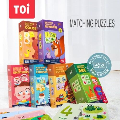TOI Baby Matching Puzzles ABC/Color/Numbers/Emotions/Comprison/Occupations Jigsaw Puzzles Early Learing Education Toys 1.5Y