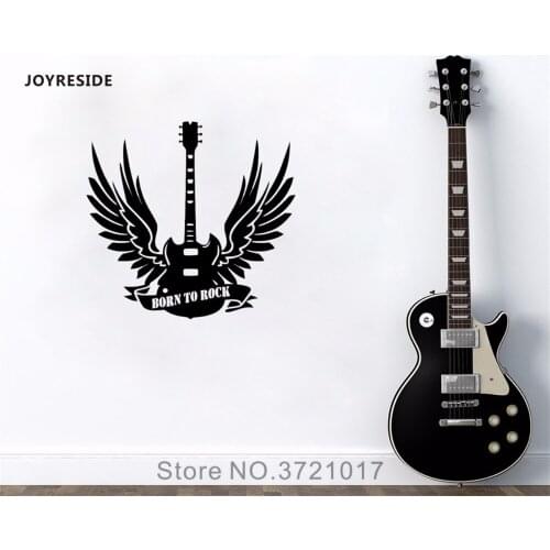 JOYRESIDE Guitar Wall BornTo Rock Studio Decal Vinyl Sticker Music Interior Living Room Bedroom Decor Design Art Decoration A124