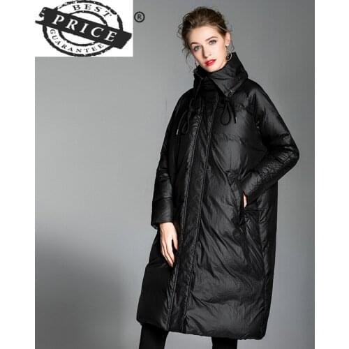 Womens Winter Coat Down Jacket Chaquetas Mujer 2021 Korean Loose Long White Duck Down Jacket Elegant Ladies Coats 20216002LWa22