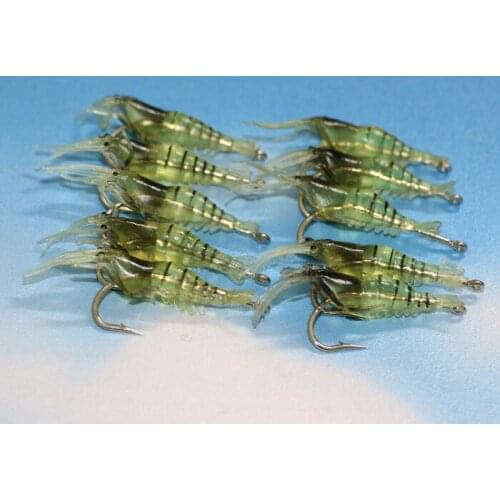 10 Pieces Lifelike Shrimp Soft Fishing Lure 5cm/1.3g Soft Bait Shrimp Bait Fish Hook Fishing Tackle