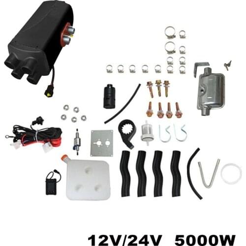 12V 5KW Parking Diesel Air Heater Four-hole Switch with Muffler Universal For Tank Vent Duct Thermostat Caravan