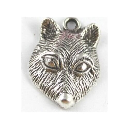 180PCS Tibetan Silver Color wolf head charm A15297