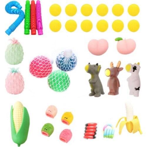 34 PCS Squeeze Toy Non-toxic Durable Educational Toys Set Slow Rising Squeeze Healing Fun Stress Reliever Toys For Kids Adult