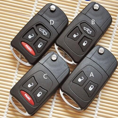 DAKATU Modified Flip Folding Remote Control Car Key Shell Cover With 2/ 2 1/ 3/ 3 1/ 4 Buttons FOB for Chrysler Compass Wrangler
