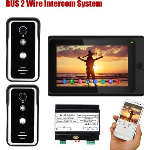 7 Inch Wired WIFI BUS 2 Wire Video Door Phone Intercom systems with HD 1000TVL Camera Night Vision,Support Remote APP unlocking