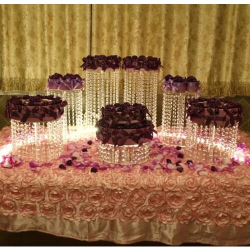 7pcs Christmas Crystal Round Clear Circle Acrylic Cupcake Wedding Anniversary Birthday Supply Craft Display