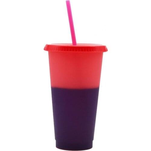 720ml Tumbler Color Changing Water Bottle No Odor Leak-proof with Lid Straw Outdoor Juice Coffee Discoloration Cup