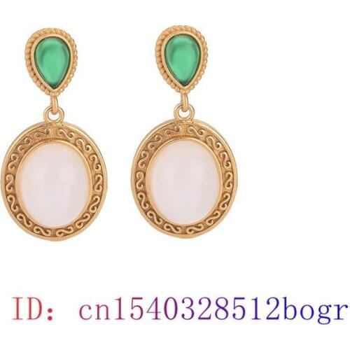 White Jade Water drop Ear Studs Fashion Crystal Amulet Chalcedony Zircon Charm Earrings Jewelry Women Natural Gifts 925 Silver