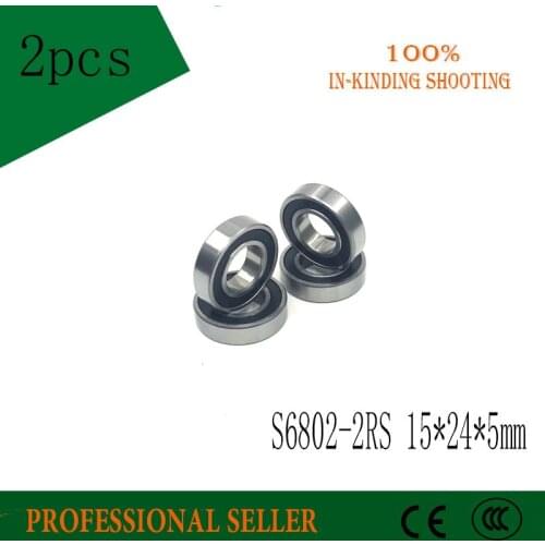 Free shipping 2pcs S6802-2RS 15x24x5mm 440C environmental corrosion resistant stainless steel bearings 15*24*5 mm