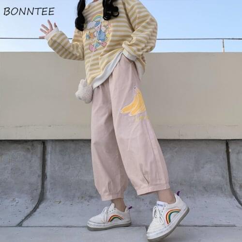 Wide Leg Pants Women Print Loose High Waist Ankle-length Japanese Style Streetwear All-match Student Popular Stylish Simple Ins