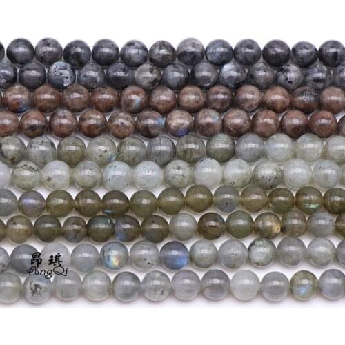 Free shipping Genuine Natural Gray Moonstone Round Loose Beads 4-12mm Pick Size Labradorite Bead For Jewelry Making DIY Bracelet