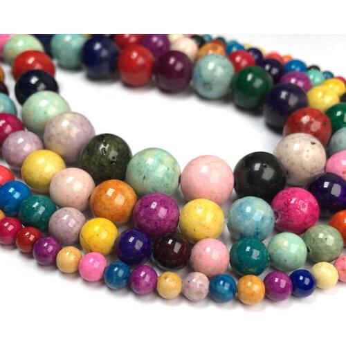Natural Semi Precious Stone Beads Color Mixing Colorful Jades For Making Necklaces Bracelets Accessories 38cm / String