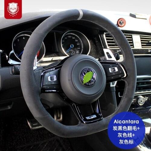 Real Alcantara steering wheel cover for VW Volkswagen gti Lamando Sagitar Magotan Phideon polo suede Grip Cover car accessories